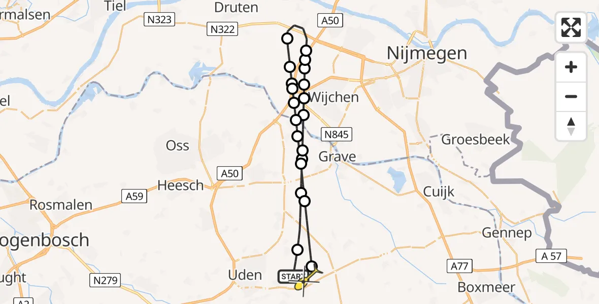 Routekaart van de vlucht: Lifeliner 3 naar Vliegbasis Volkel