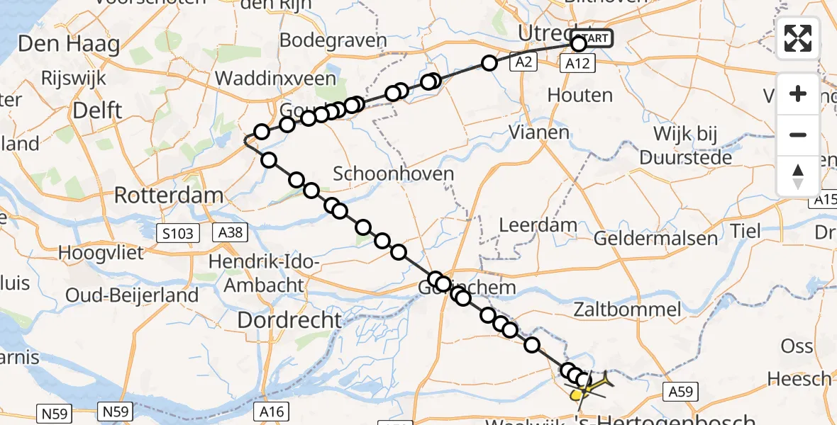 Routekaart van de vlucht: Lifeliner 2 naar Hedikhuizen