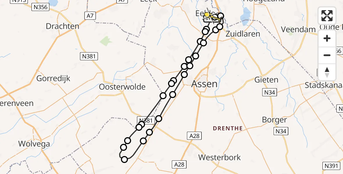 Routekaart van de vlucht: Lifeliner 4 naar Groningen Airport Eelde