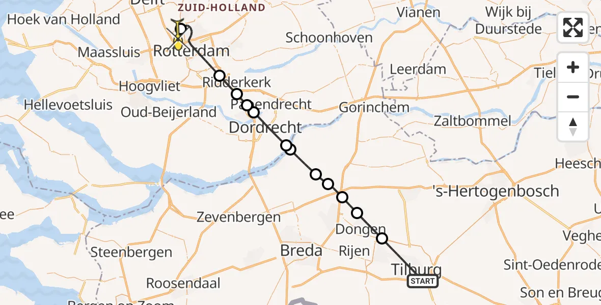 Routekaart van de vlucht: Lifeliner 2 naar Rotterdam The Hague Airport