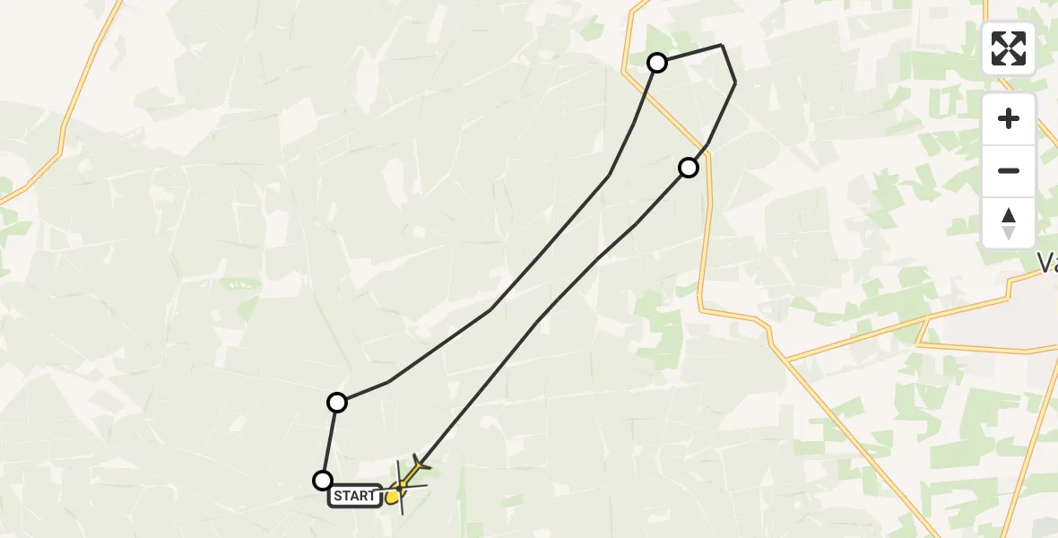 Routekaart van de vlucht: Politieheli naar Vaassen