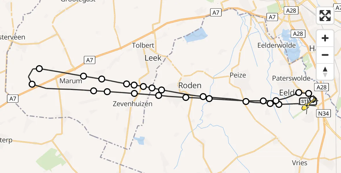 Routekaart van de vlucht: Lifeliner 4 naar Groningen Airport Eelde