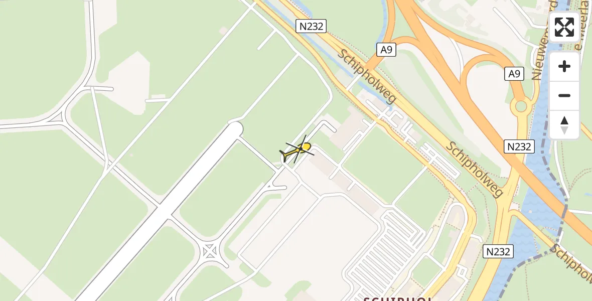 Vluchtroute Politiehelikopter van Schiphol naar Schiphol