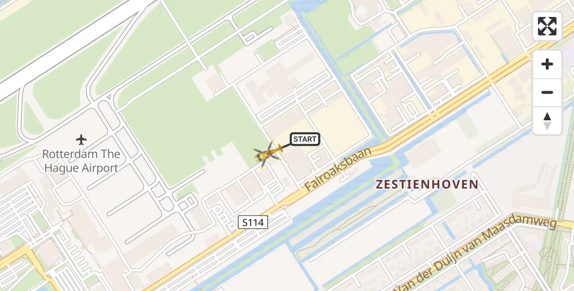 Vluchtroute Traumahelikopter Rotterdam The Hague Airport - Rotterdam The Hague Airport, 06 november 2023, 21:49