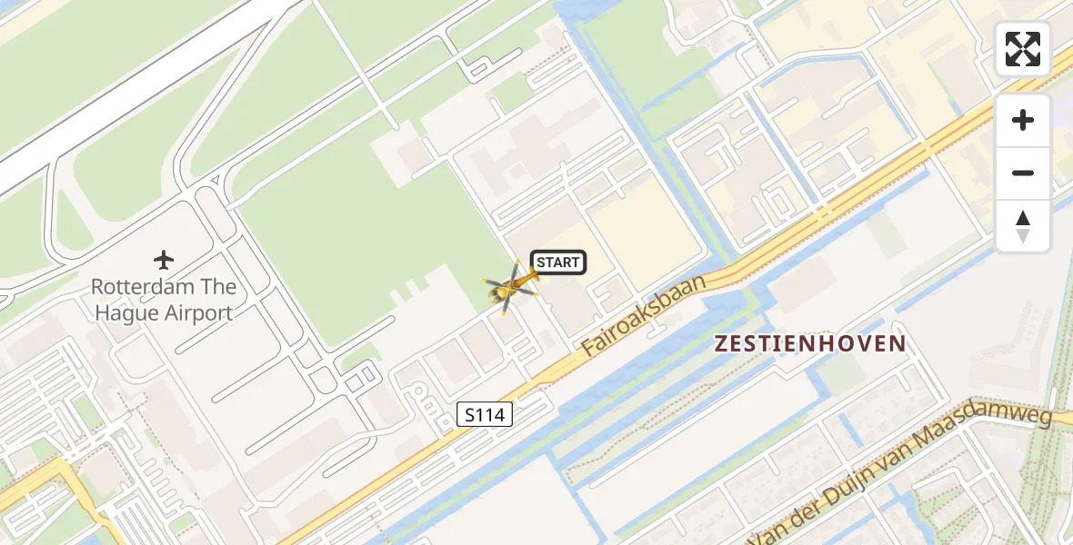 Vluchtroute Traumahelikopter Rotterdam The Hague Airport - Rotterdam The Hague Airport, 06 november 2023, 23:00