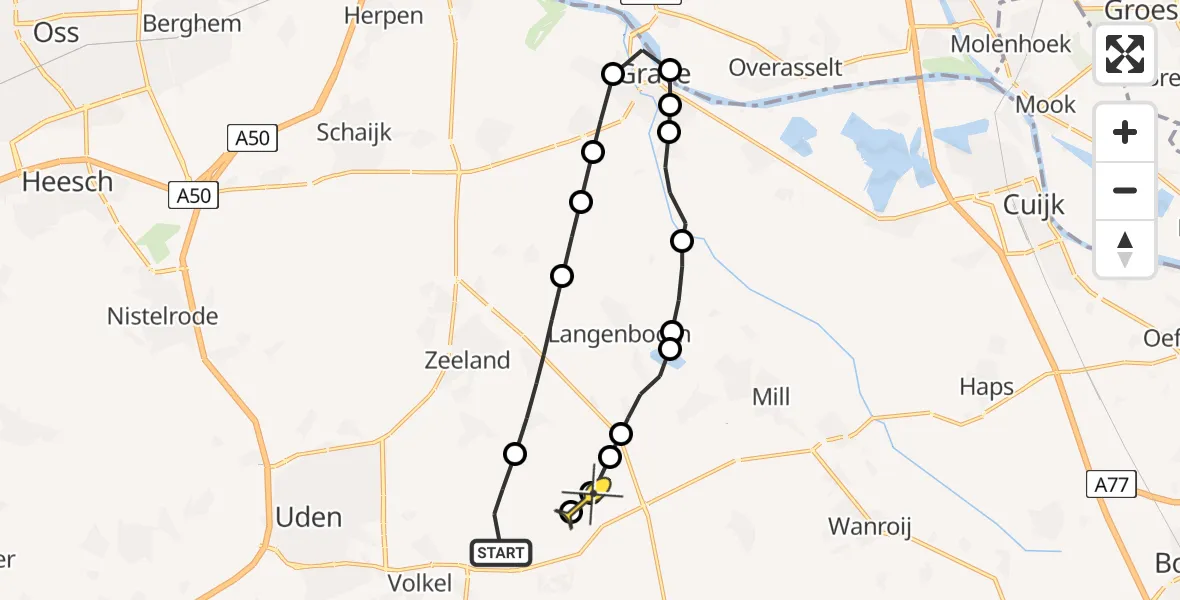 Routekaart van de vlucht: Lifeliner 3 naar Volkel