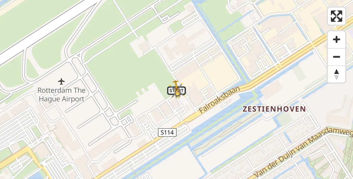 Vluchtroute Traumahelikopter Rotterdam The Hague Airport - Rotterdam The Hague Airport, 07 november 2023, 10:21