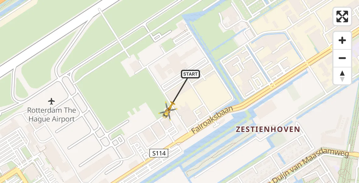Vluchtroute Traumahelikopter Rotterdam The Hague Airport - Rotterdam The Hague Airport, 07 november 2023, 10:51