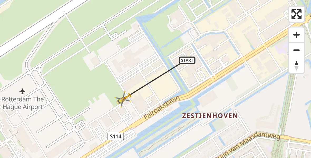 Vluchtroute Traumahelikopter Rotterdam The Hague Airport - Rotterdam The Hague Airport, 07 november 2023, 12:03
