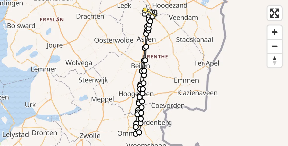 Routekaart van de vlucht: Lifeliner 4 naar Groningen Airport Eelde