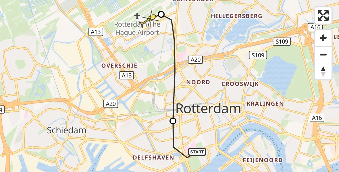 Routekaart van de vlucht: Lifeliner 2 naar Rotterdam The Hague Airport