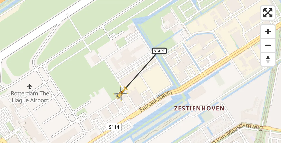 Vluchtroute Traumahelikopter Rotterdam The Hague Airport - Rotterdam The Hague Airport, 07 november 2023, 13:56