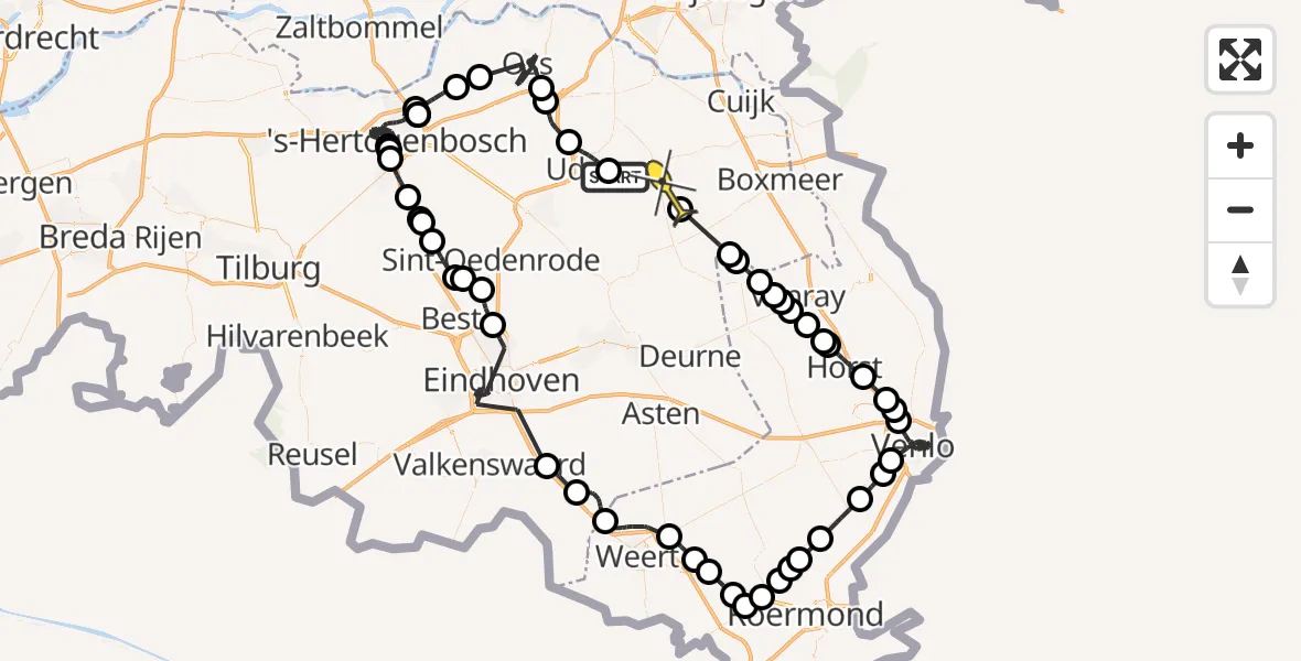 Routekaart van de vlucht: Politieheli naar Landhorst
