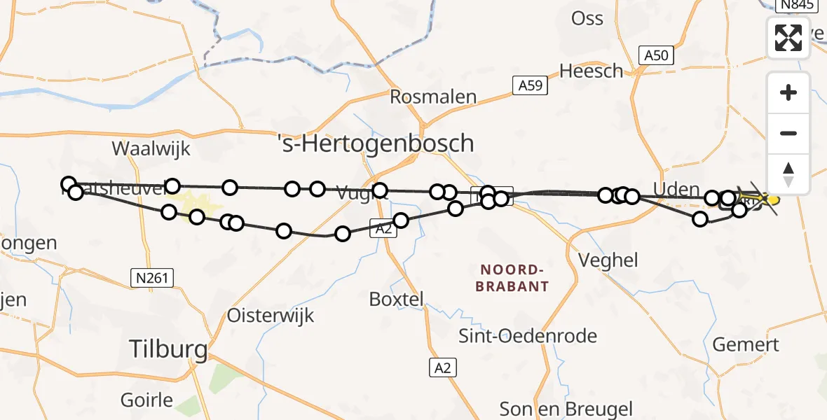 Routekaart van de vlucht: Lifeliner 3 naar Vliegbasis Volkel