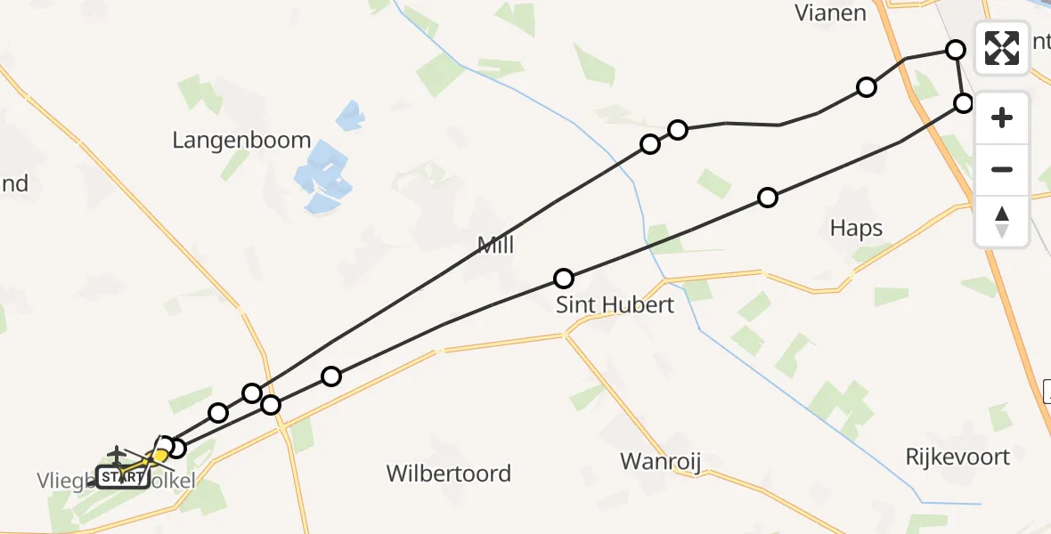 Routekaart van de vlucht: Lifeliner 3 naar Vliegbasis Volkel