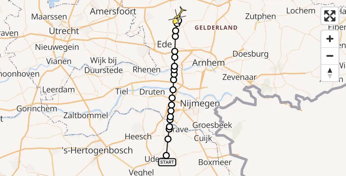 Routekaart van de vlucht: Lifeliner 3 naar Harskamp