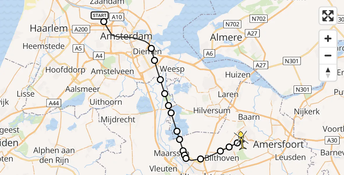 Routekaart van de vlucht: Lifeliner 1 naar Soest