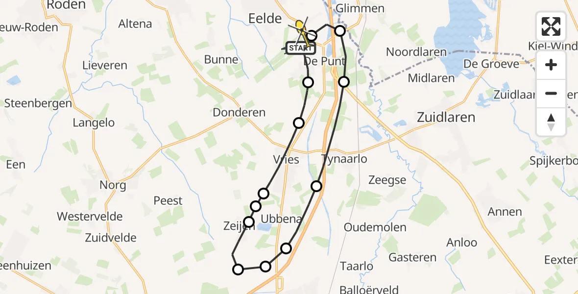 Routekaart van de vlucht: Lifeliner 4 naar Groningen Airport Eelde