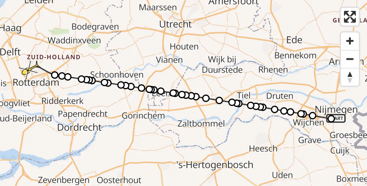 Routekaart van de vlucht: Lifeliner 2 naar Rotterdam