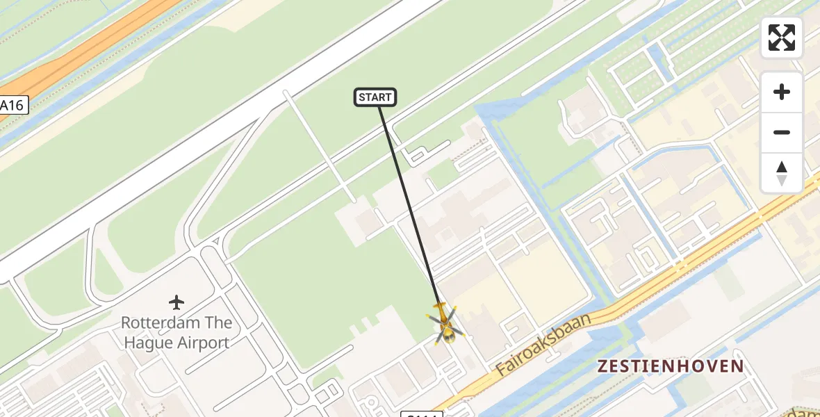 Vluchtroute Traumahelikopter Rotterdam The Hague Airport - Rotterdam The Hague Airport, 07 november 2023, 20:45