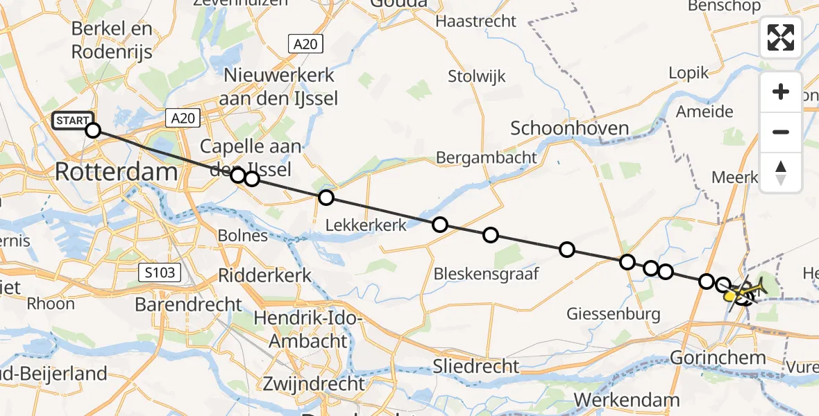 Routekaart van de vlucht: Lifeliner 2 naar Arkel