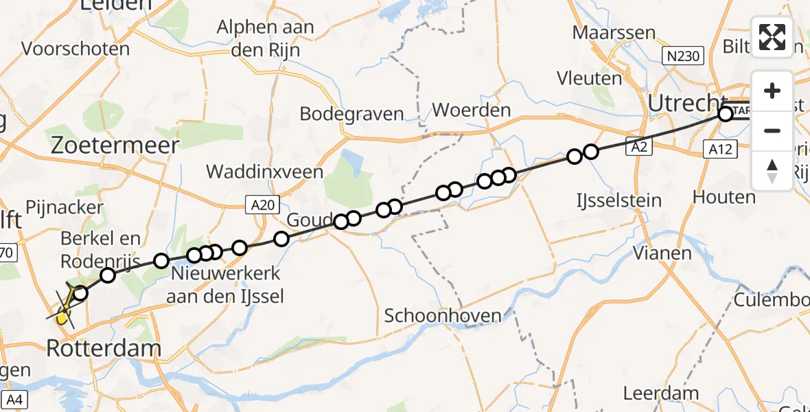 Routekaart van de vlucht: Lifeliner 2 naar Rotterdam The Hague Airport