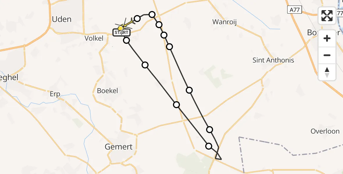 Routekaart van de vlucht: Lifeliner 3 naar Vliegbasis Volkel