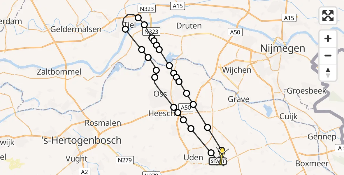 Routekaart van de vlucht: Lifeliner 3 naar Vliegbasis Volkel