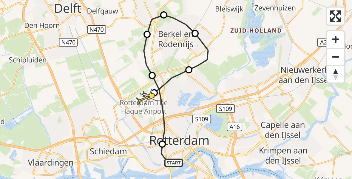 Routekaart van de vlucht: Lifeliner 2 naar Rotterdam The Hague Airport