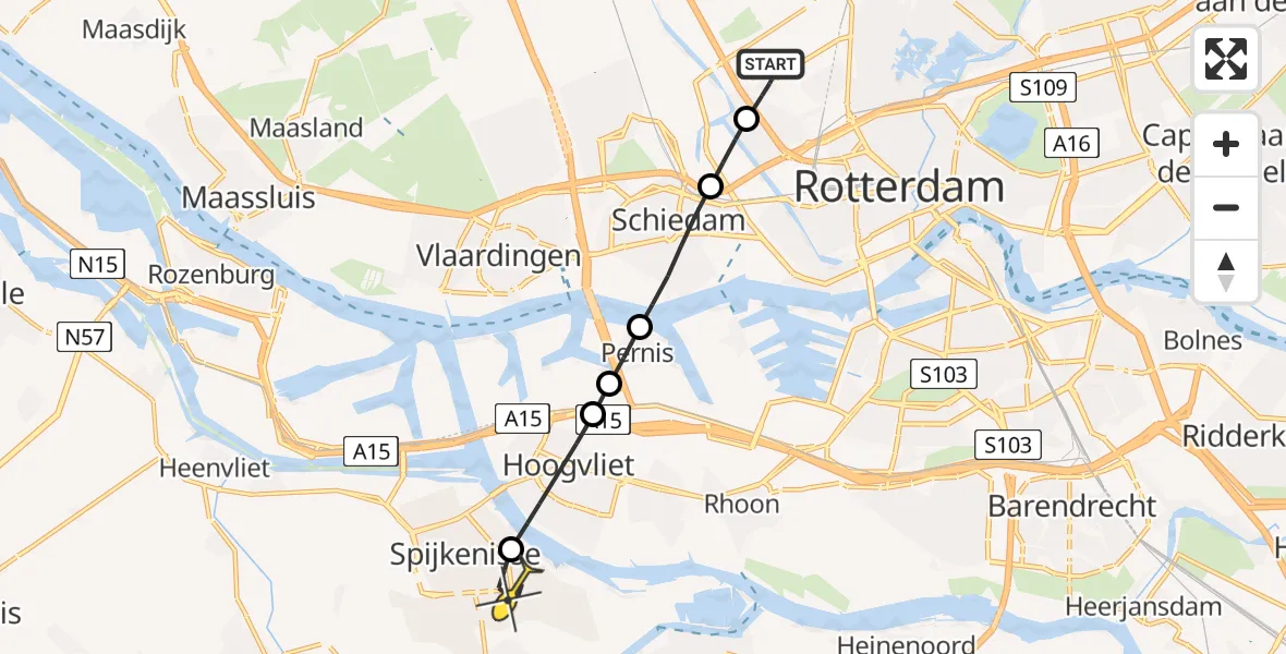 Routekaart van de vlucht: Lifeliner 2 naar Spijkenisse