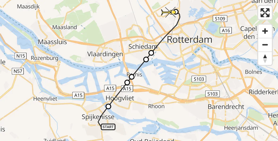 Routekaart van de vlucht: Lifeliner 2 naar Rotterdam The Hague Airport