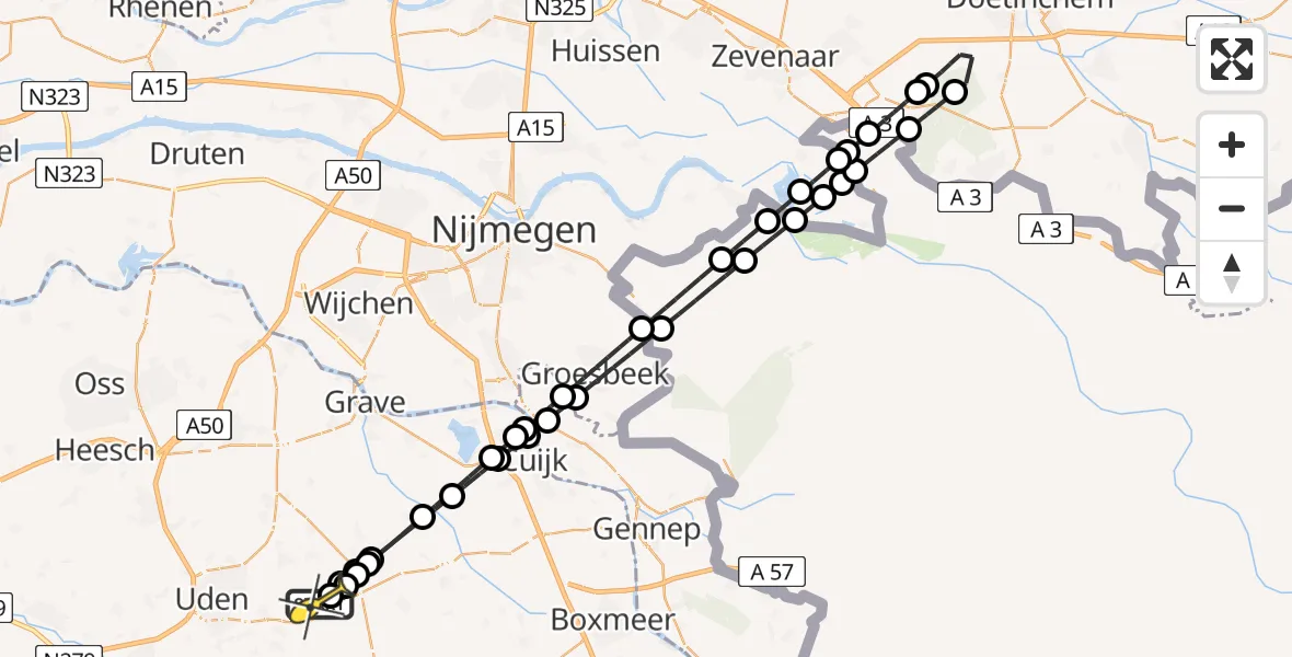 Routekaart van de vlucht: Lifeliner 3 naar Vliegbasis Volkel