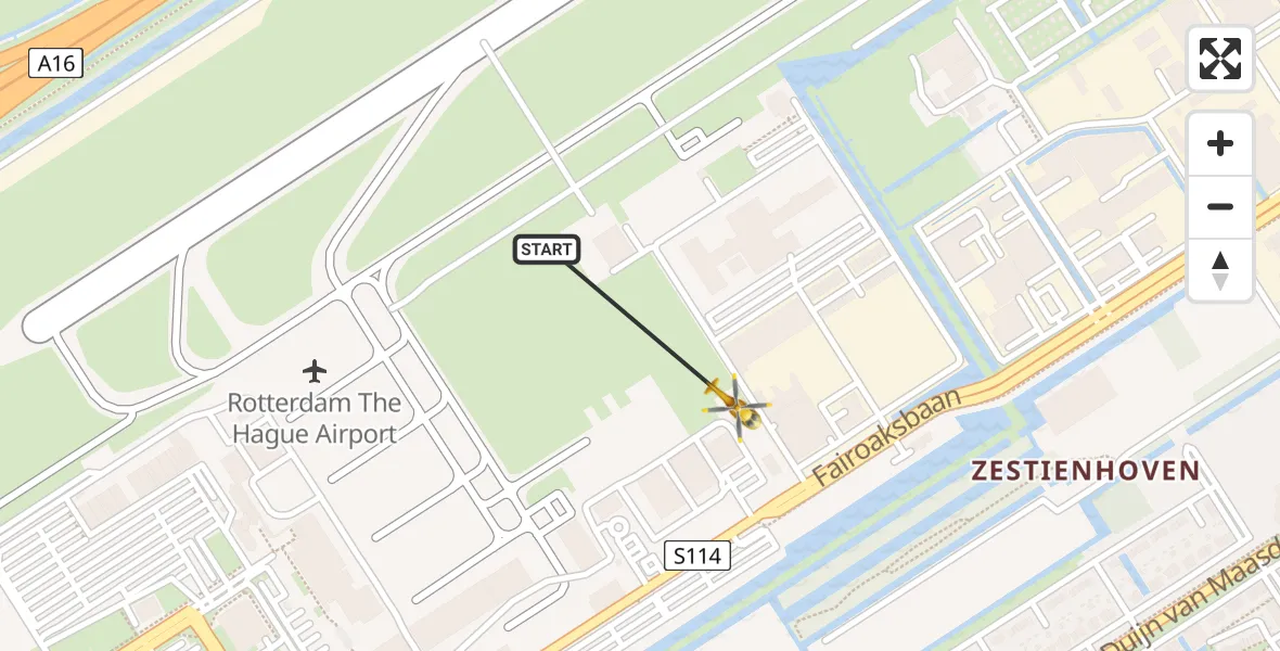Vluchtroute Traumahelikopter Rotterdam The Hague Airport - Rotterdam The Hague Airport, 08 november 2023, 12:54