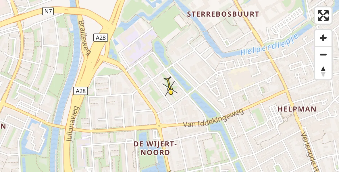 Routekaart van de vlucht: Lifeliner 4 naar Groningen