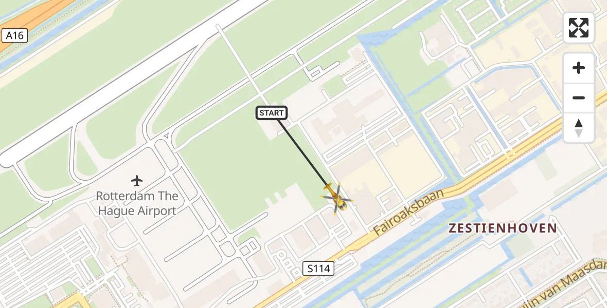 Vluchtroute Traumahelikopter Rotterdam The Hague Airport - Rotterdam The Hague Airport, 08 november 2023, 13:42