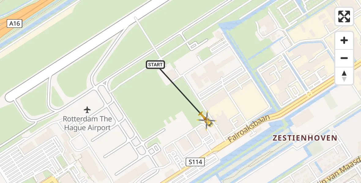 Vluchtroute Traumahelikopter Rotterdam The Hague Airport - Rotterdam The Hague Airport, 08 november 2023, 15:20