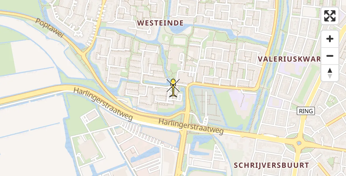 Vluchtroute Ambulancehelikopter van Leeuwarden naar Leeuwarden