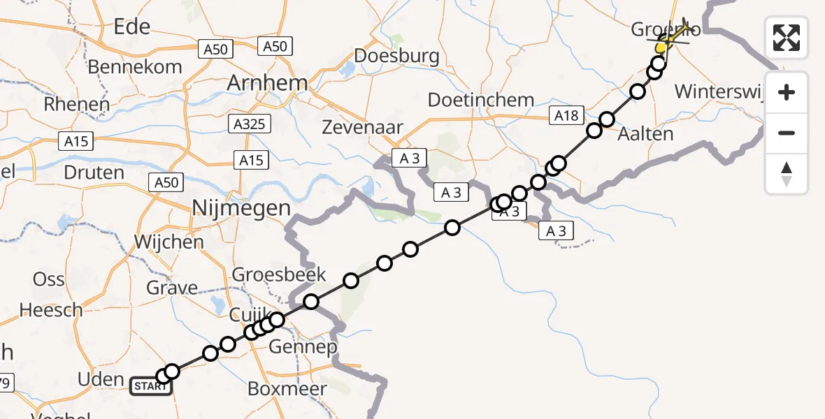 Routekaart van de vlucht: Lifeliner 3 naar Groenlo