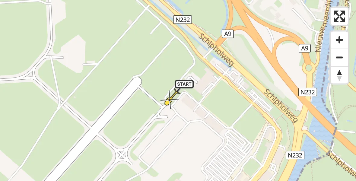 Vluchtroute Politiehelikopter van Schiphol naar Schiphol