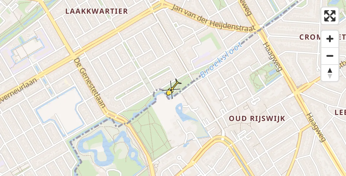 Routekaart van de vlucht: Lifeliner 2 naar Den Haag