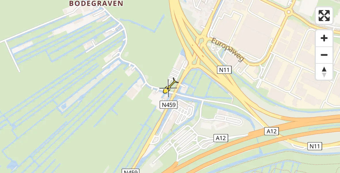 Routekaart van de vlucht: Lifeliner 1 naar Bodegraven