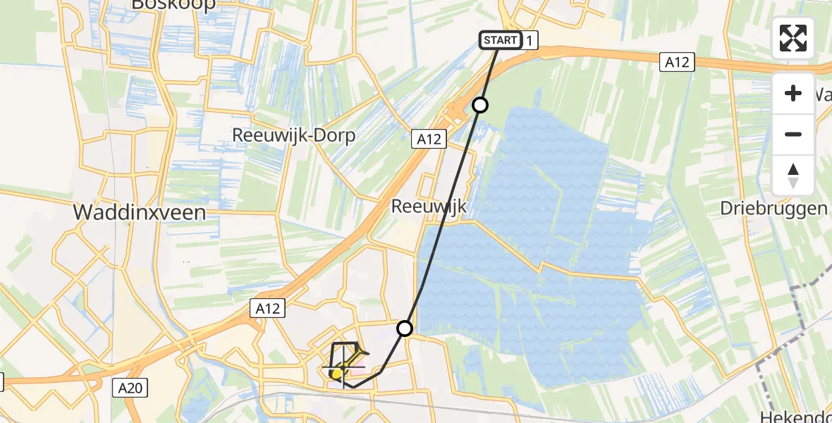 Routekaart van de vlucht: Lifeliner 1 naar Gouda