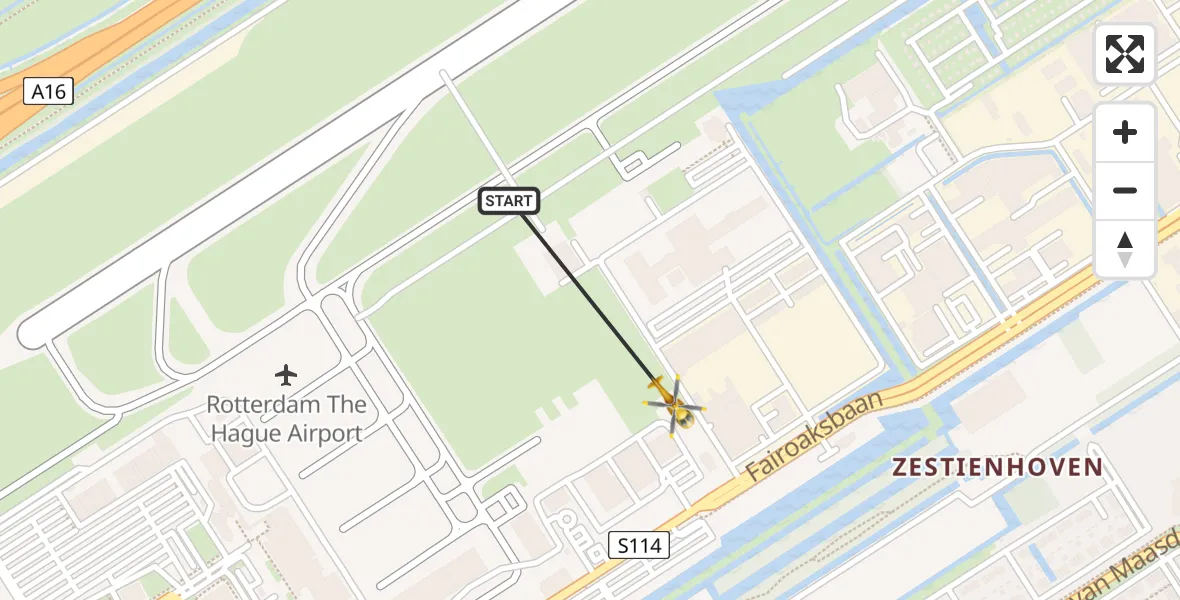 Vluchtroute Traumahelikopter Rotterdam The Hague Airport - Rotterdam The Hague Airport, 09 november 2023, 11:56