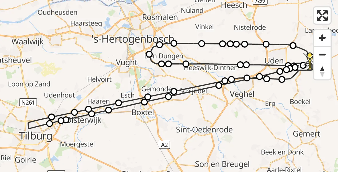 Routekaart van de vlucht: Lifeliner 3 naar Vliegbasis Volkel