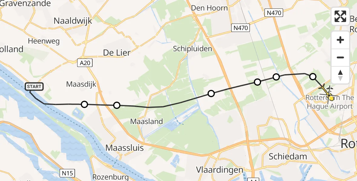 Routekaart van de vlucht: Lifeliner 2 naar Rotterdam The Hague Airport