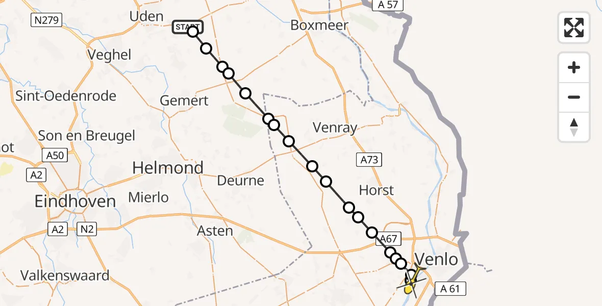 Routekaart van de vlucht: Lifeliner 3 naar Venlo