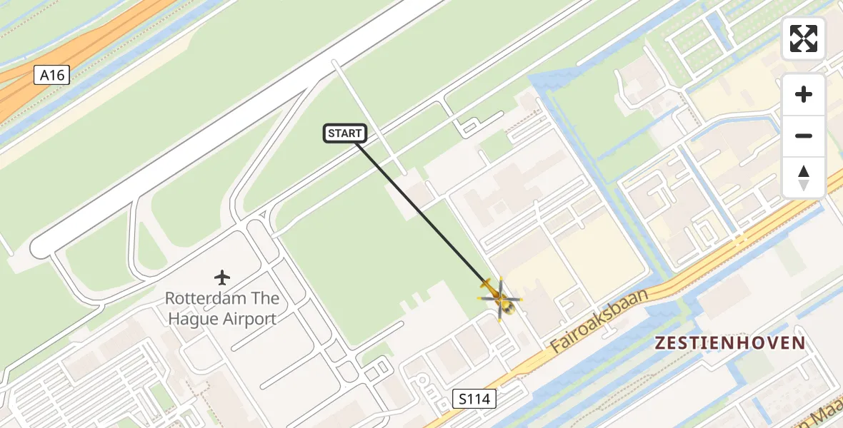 Vluchtroute Traumahelikopter Rotterdam The Hague Airport - Rotterdam The Hague Airport, 09 november 2023, 15:40