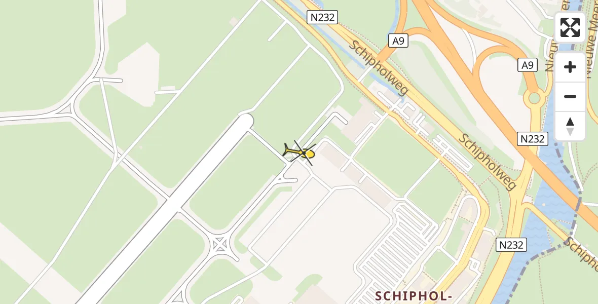 Vluchtroute Politiehelikopter van Schiphol naar Schiphol