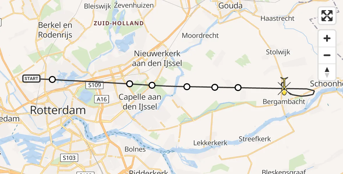 Routekaart van de vlucht: Lifeliner 2 naar Bergambacht