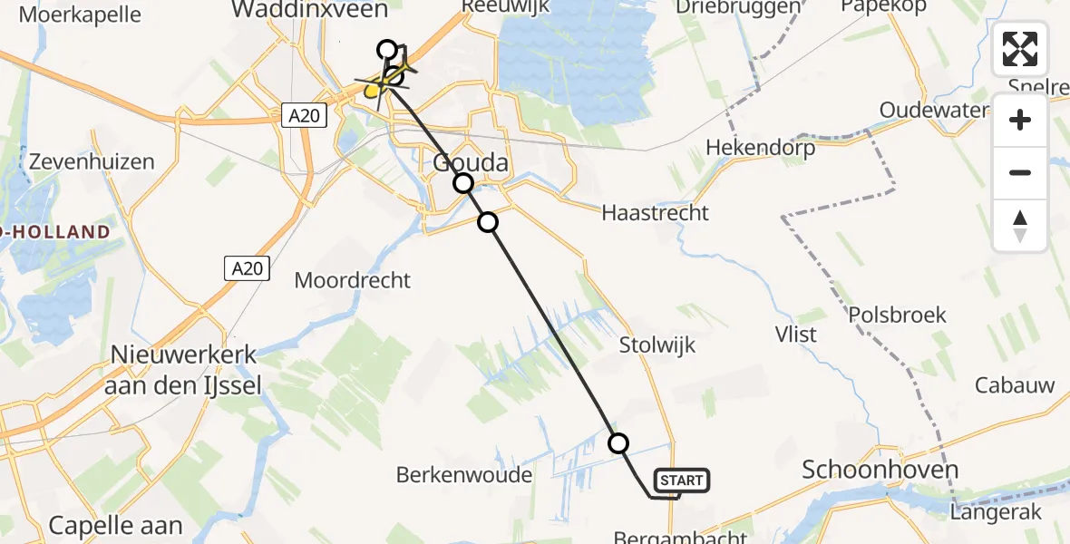 Routekaart van de vlucht: Lifeliner 2 naar Gouda